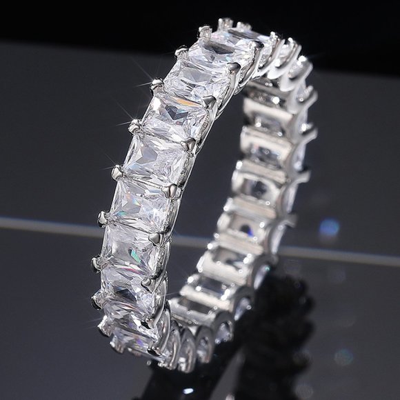 🍁 Fashion Gems Full Around Zircon Beautiful Eternity Rings for Women, PD424 - Picture 1 of 2